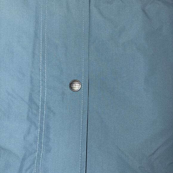 LL Bean Womens XL Mountain Classic Flannel Lined Hooded Rain Jacket Blue/ Teal - Picture 4 of 12